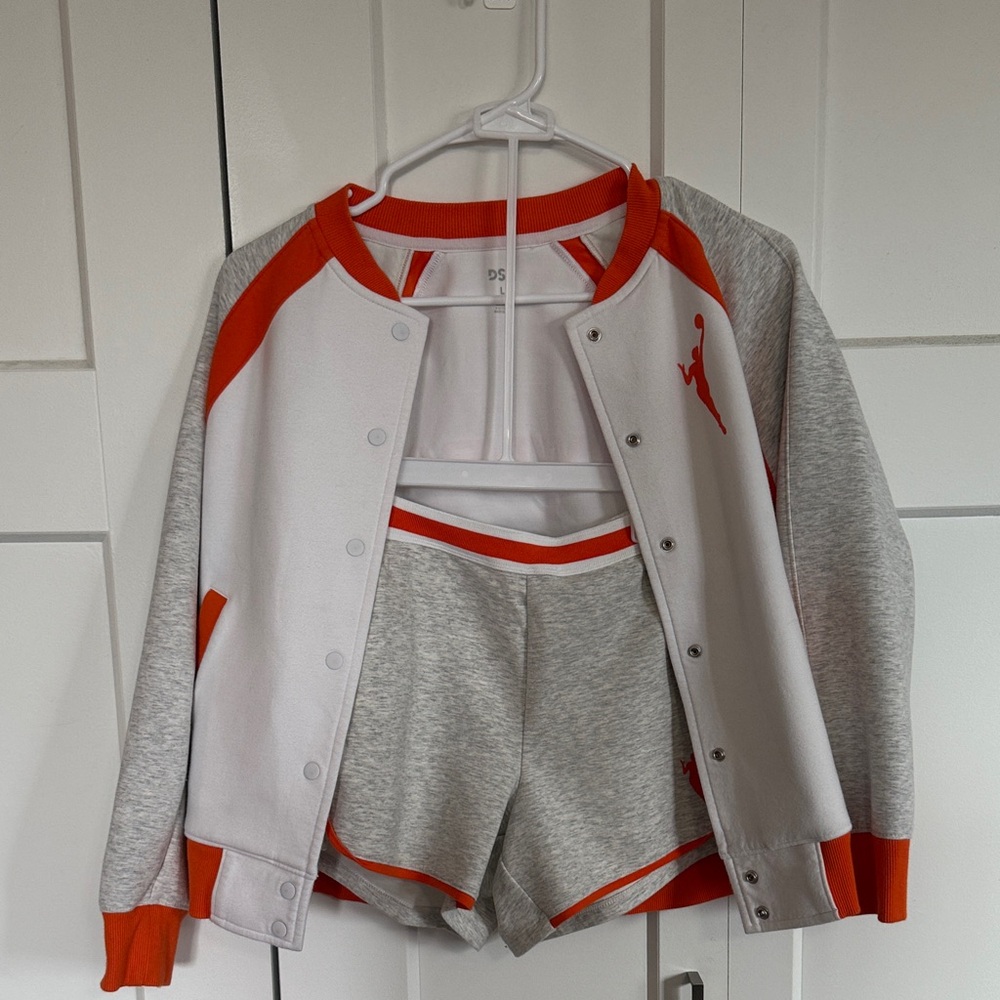 DSG White and Orange WNBA Athletic Jacket and Shorts Set